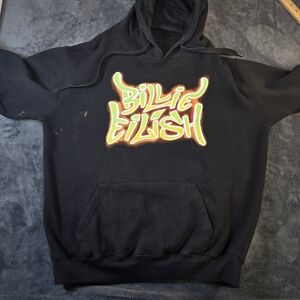 BILLIE EILISH Airbrush Flames Hoodie Blohsh Official Unisex Black Graphic Print